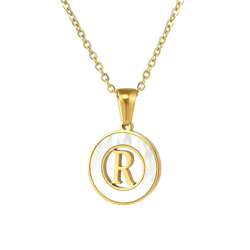 Hollow Titanium Steel Metal English Letter Female Necklaces