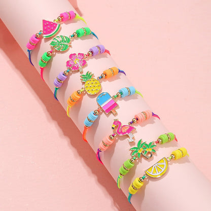 Children's Cartoon Unicorn Polymer Clay Christmas Suit Colorful Bracelets