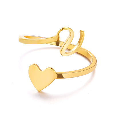 Popular Stylish Simple Letter Stainless Steel Open Three-dimensional Love Rings