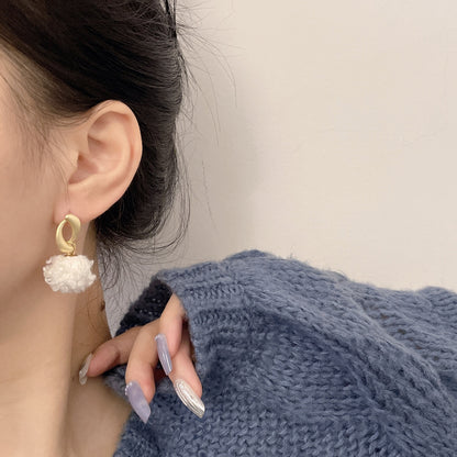 Graceful Cute Wool Ball Ear Female Lamb Earrings