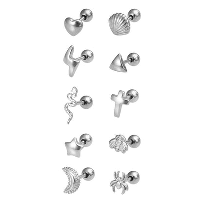 Rod Shell Snake Shape Creative Ear Bone Screw Earrings