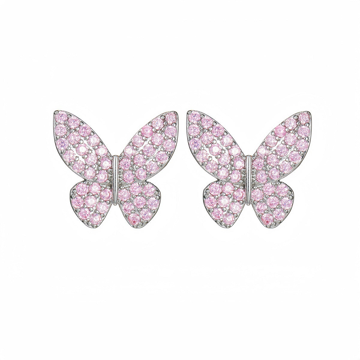 Pink Butterfly Zircon Exquisite Sweet Ear Earrings