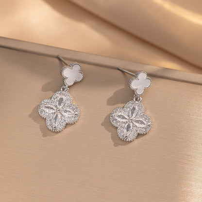 Fashionable Clover Zircon Flower Love Bear Ear Earrings