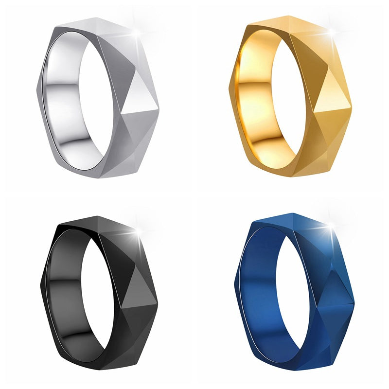 Men's Titanium Steel Ornament Diamond Cut Simple Rings