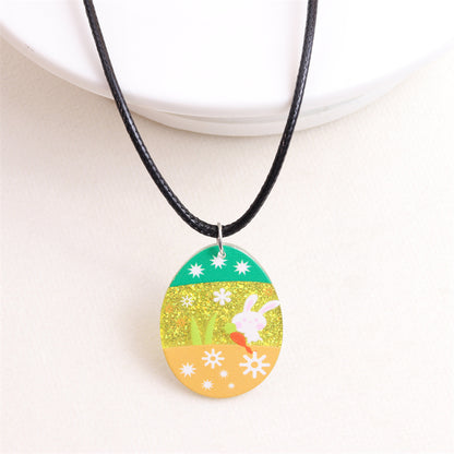 Egg Rabbit Colorful Printed Acrylic Personality Necklaces