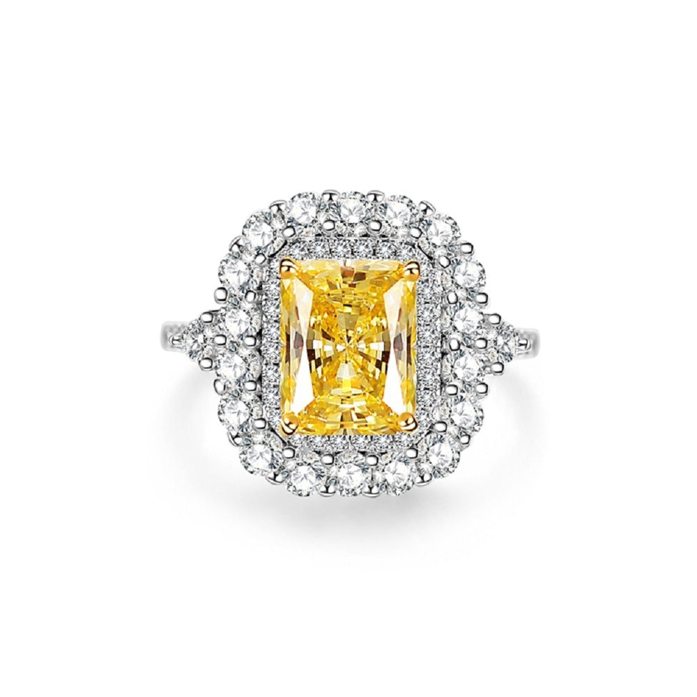 Sterling Sier Yellow Diamond Female Ice Rings