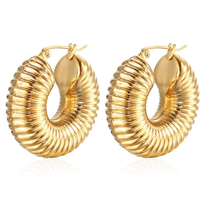 Women's Golden Thread Stainless Steel Hollow Trend Earrings