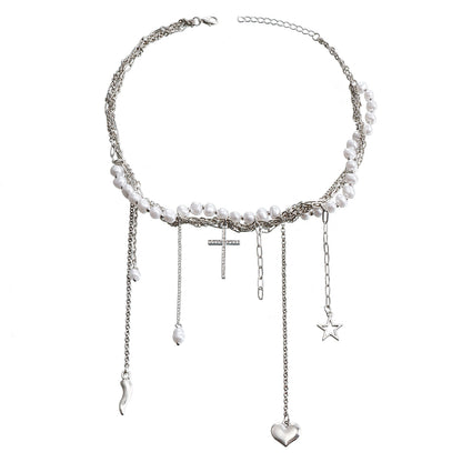 Ornament Design Imitation Pearl Tassel High-grade Necklaces