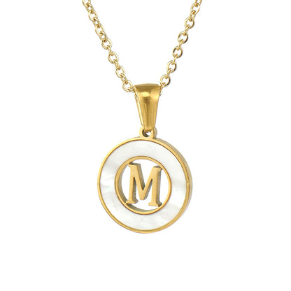 Hollow Titanium Steel Metal English Letter Female Necklaces