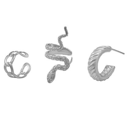 Retro Snake Suit Three-piece Shaped Cold Earrings