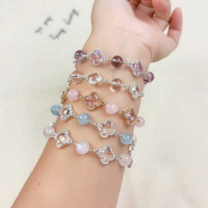 Moonstone Female Fresh Classic Style Pink Purple Water Clover Bracelets