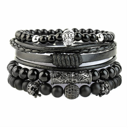 Ornament Woven Tigereye Volcanic Rock Cowhide Bracelets