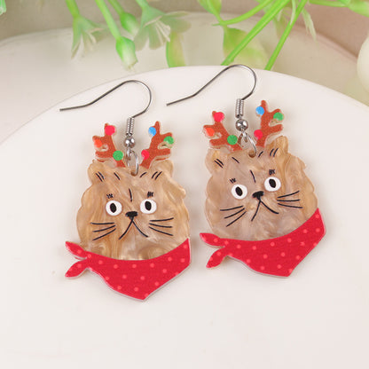 Creative Christmas Series Elk Acrylic Exaggerated Earrings