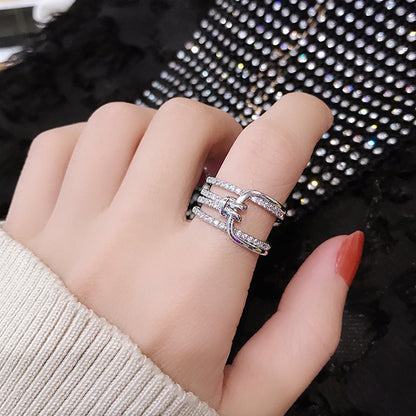 Women's Fashionable Zircon Knotted Affordable Luxury Fashion High-grade Index Rings