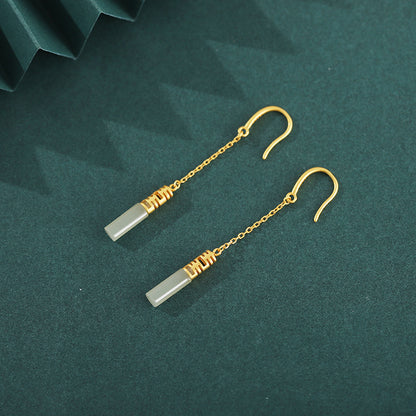 Women's Red Agate Double Happiness Gilding Hanging Earrings