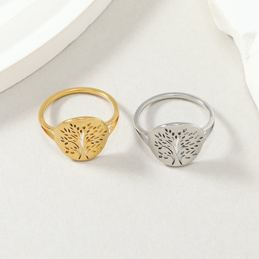 Trend Round Hollow Tree Of Life Rings