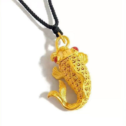 Hollow Rich Koi Filigree Goldfish Copper Pendants