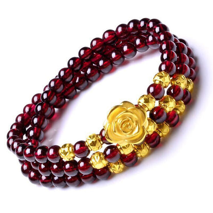 Imitation Garnet Simple Couple Gilt Small Bracelets