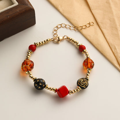 Artistic Retro Colored Beaded Glazed Ethnic Bracelets