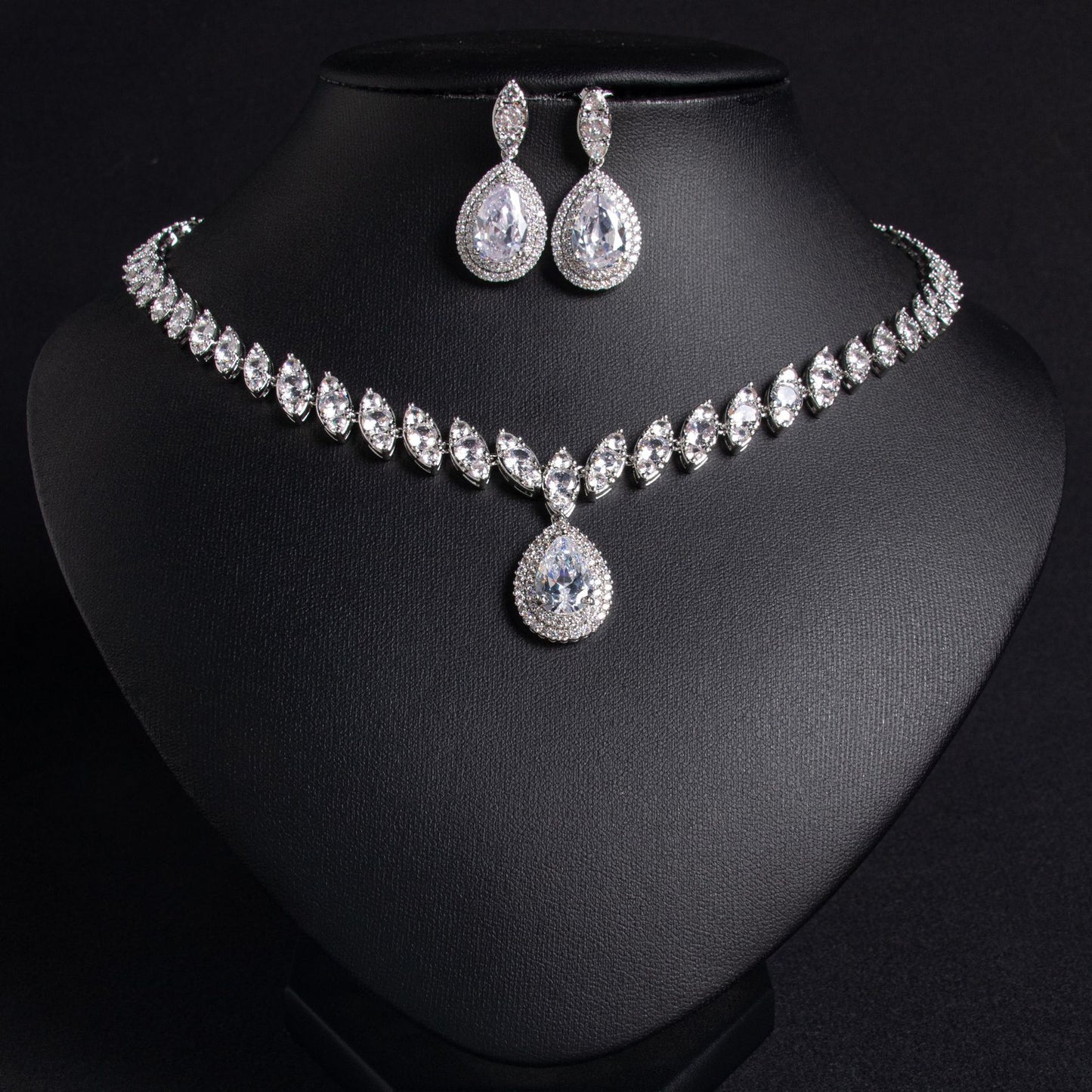 Suit Water Drop Zircon Tassel Wedding Necklaces