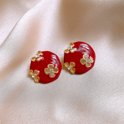 Women's Enamel Oil Painting Style Light Luxury Earrings