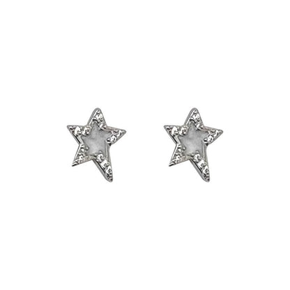 Flash Zircon Black White Star Ear Female Trendy Niche Earrings