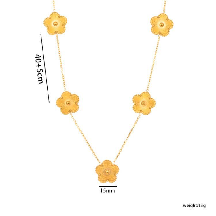 Elegant Five-leaf Flower Jewelry Suit Clover Laser Titanium Necklaces