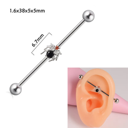 Steel Straight Bar Barbell Simulated Snakes Flower Wings Piercing Rings