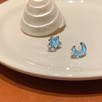 Women's Star Moon Pearl For Niche Design Earrings