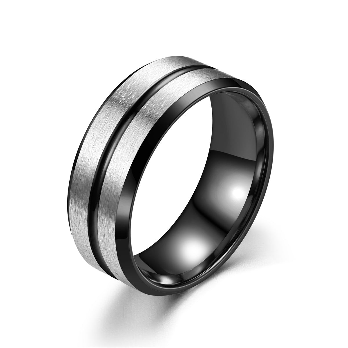 Men's Personality Titanium Steel Stainless Frosted Wide Rings