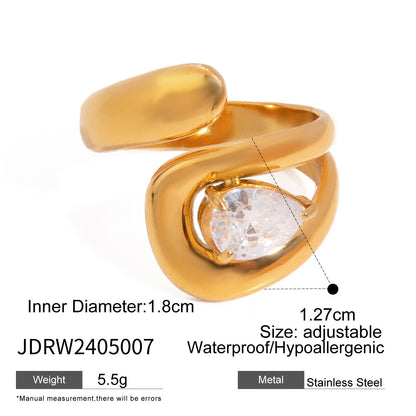 Gold Stainless Steel Baroque Open-end Pearl Rings