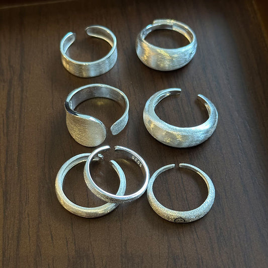 Sterling Sier Brushed Combination Stacked Mixed Rings