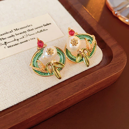 Women's Enamel Oil Painting Style Light Luxury Earrings