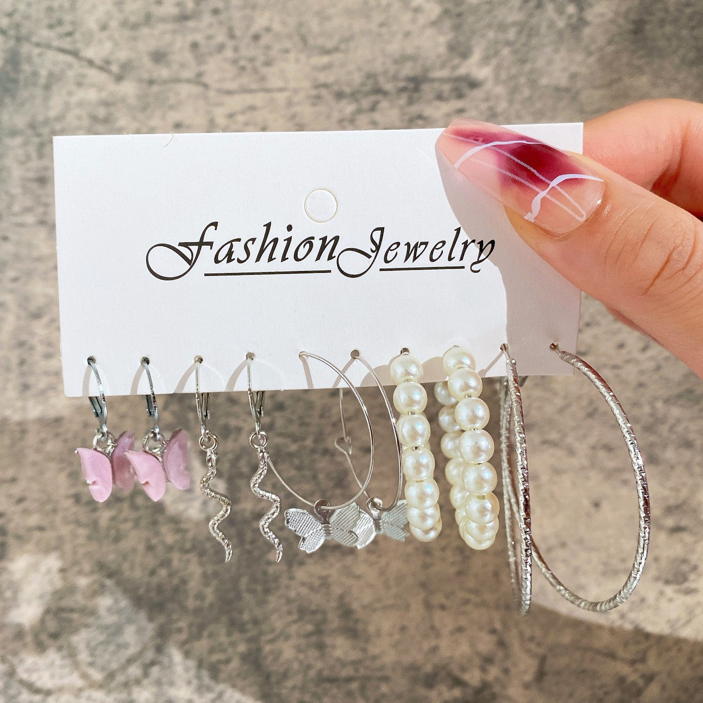 Women's Butterfly Pearl Creative Retro Alloy Card Earrings