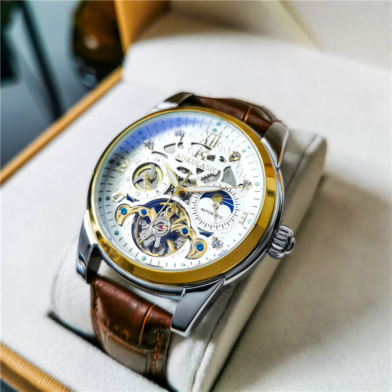 Men's Watch Automatic Waterproof Tourbillon Hollowed Fashion Mechanical Watches