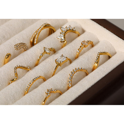 Gold-plated Inlaid Zircon Light Luxury Stainless Rings