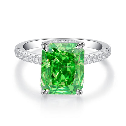 Emerald Female High Carbon Diamond Cut Ice Rings