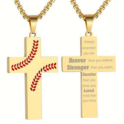 Baseball Boy Cross Stainless Steel Religious Pendants