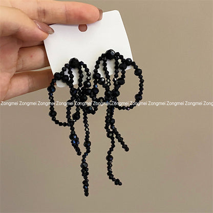 Metal Korean Style Spring Black Bow Earrings