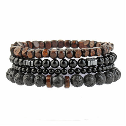 Ornament Woven Tigereye Volcanic Rock Cowhide Bracelets