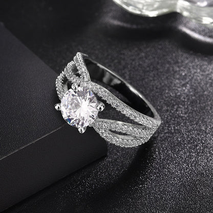 Women's Fashion Diamond Classic White Gold Plated Wedding Rings