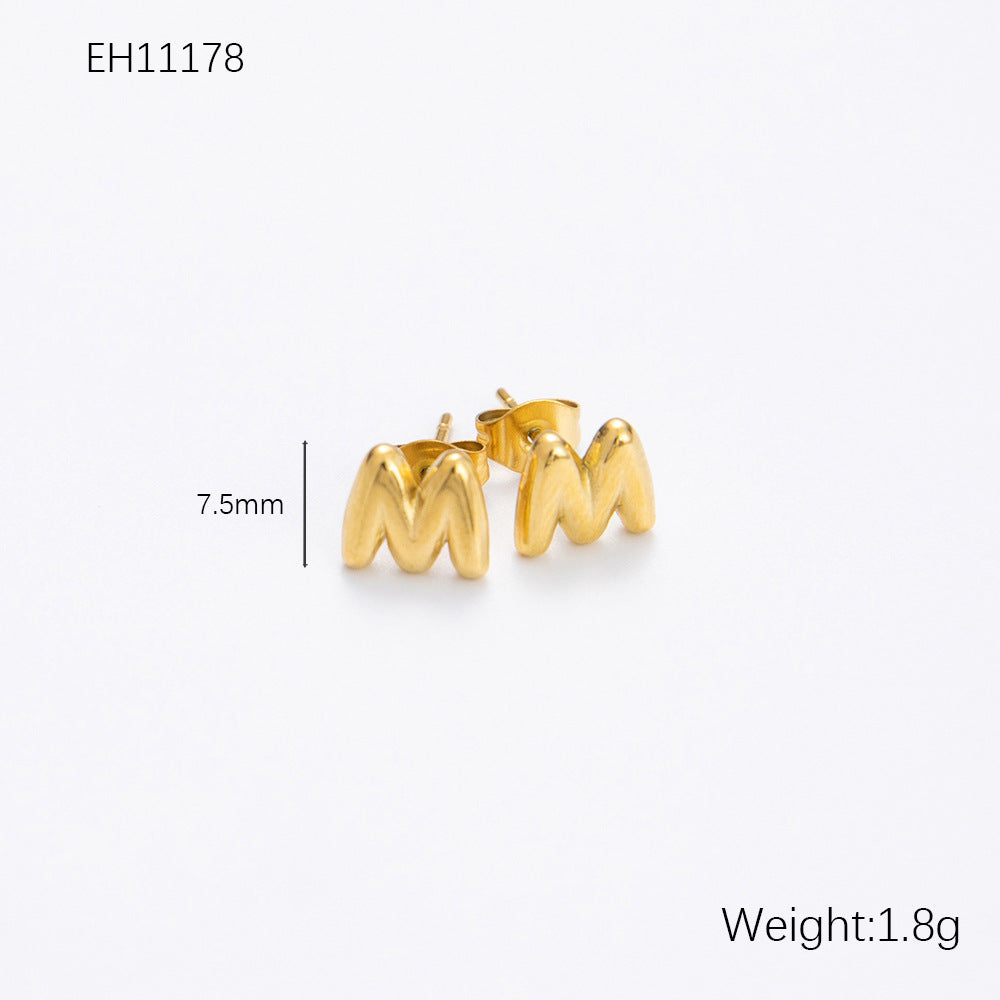 Women's Alphabet Letter Stainless Steel Gold-plated High-grade Affordable Luxury Earrings