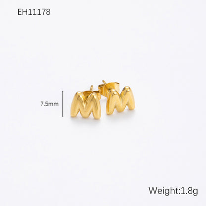 Women's Alphabet Letter Stainless Steel Gold-plated High-grade Affordable Luxury Earrings