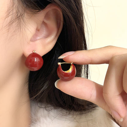 Fashionable Retro Red Series Niche Temperament Earrings