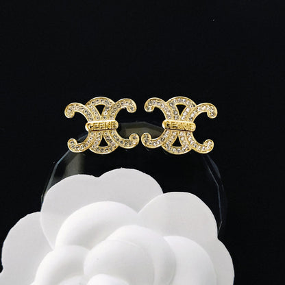 Women's & Men's Quality Collection Trending Rhinestone Letters Sier Earrings