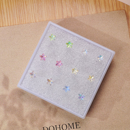 Five-pointed Star Plum Blossom Color Crystal Earrings