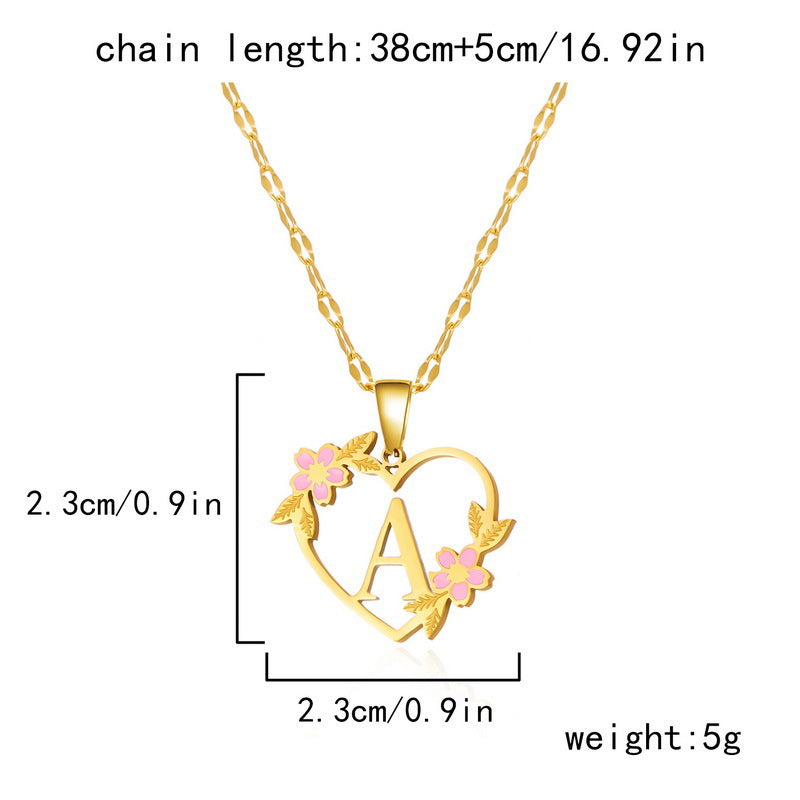 Fashion Letter Flower Cutout Love Titanium Steel Necklaces