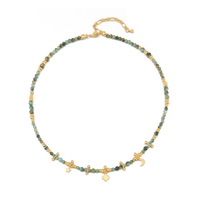 Twin Baroque Pearl African Pine Natural Stone Beaded Necklaces