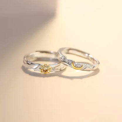 Sier Sun Moon Couple Pair Of Rings