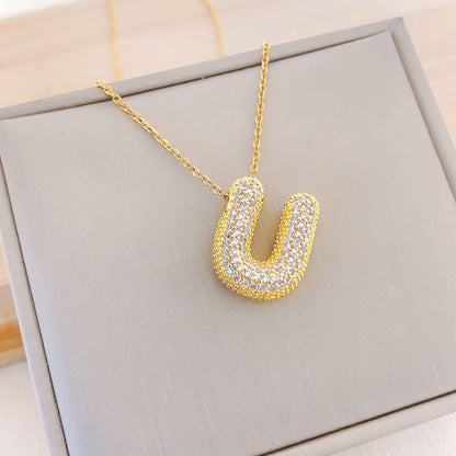 Women's Letter Hip Hop Full Zircon Exquisite Necklaces